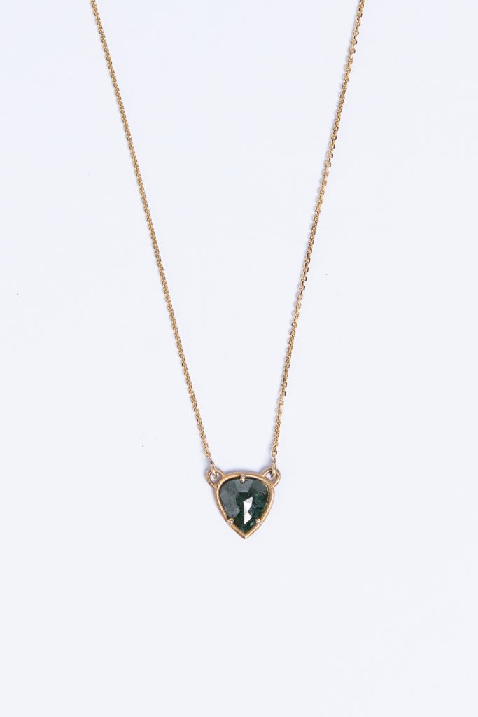 Green Diamond Teardrop Necklace